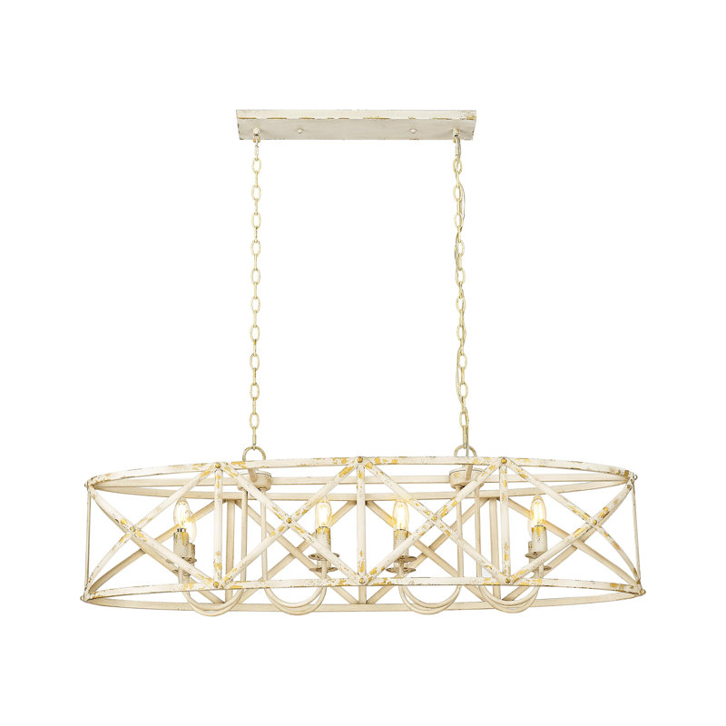 Luminaire suspendu linéaire sans abat-jour Bova, Ivoire antique