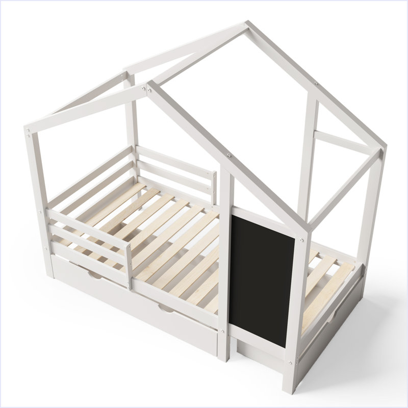 Lit maison avec tableau noir et tiroirs, Simple