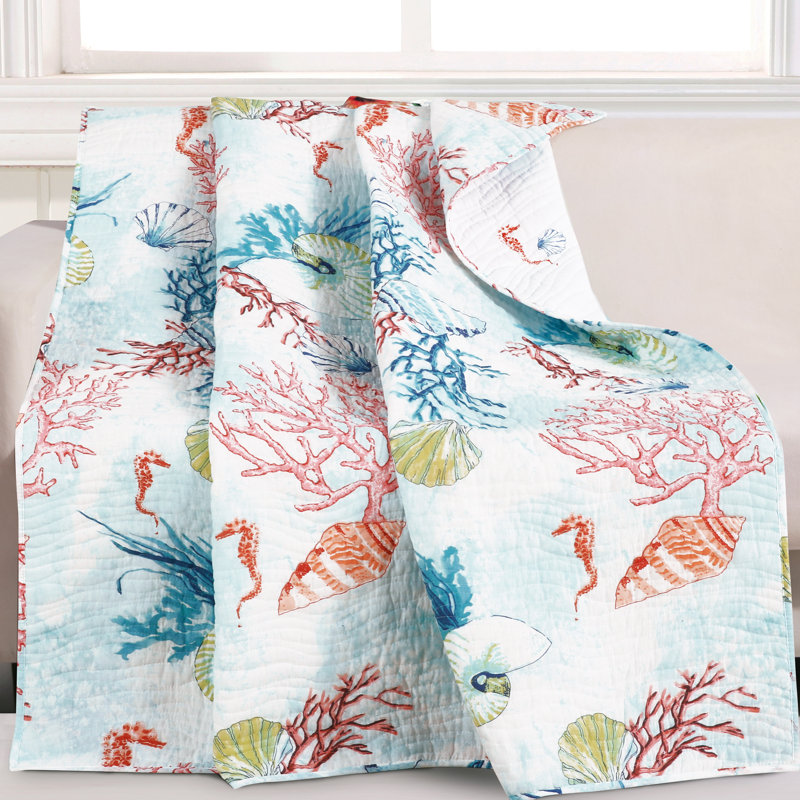 Sarasota Coastal Multicolor Quilted Reversible Throw Blanket