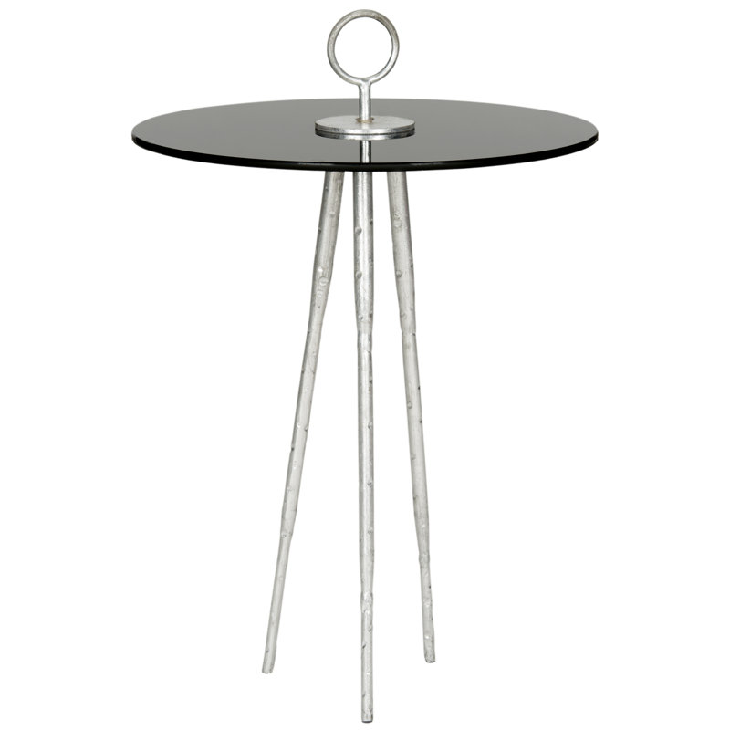 Bolland Glass Top End Table, Black, Silver