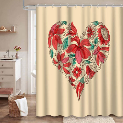 Rideau de douche imperméable rétro à motif floral avec 12 crochets