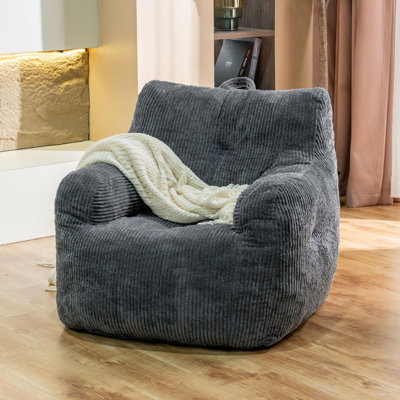 Luxury Oversize Faux Fur Bean Bag Chair - Premium Memory Foam, Ergonomic Design for Gaming & Reading (No Assembly) by Trule
