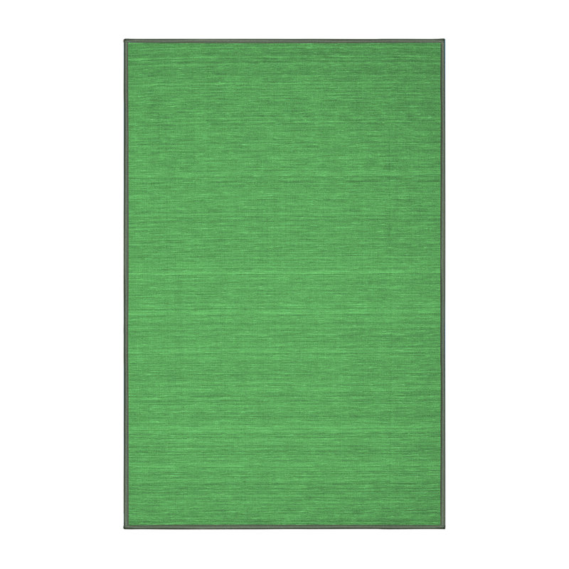 Tapis contemporain vert émeraude 181 lavable à la machine, Rectangle 8 pi x 10 pi