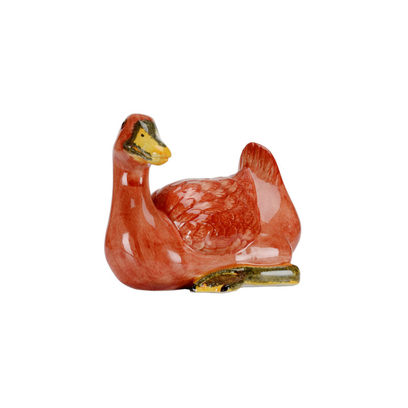 Duck Orange/Yellow Glaze Figurine