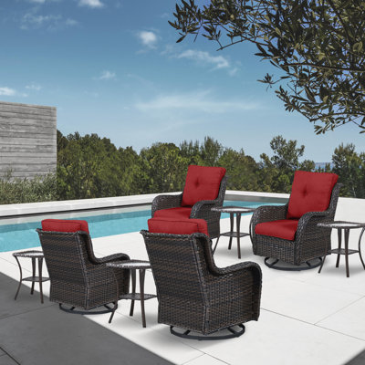 Ensemble de conversation à chaises multiples avec coussins et tables d'appoint 8 pièces Schutt