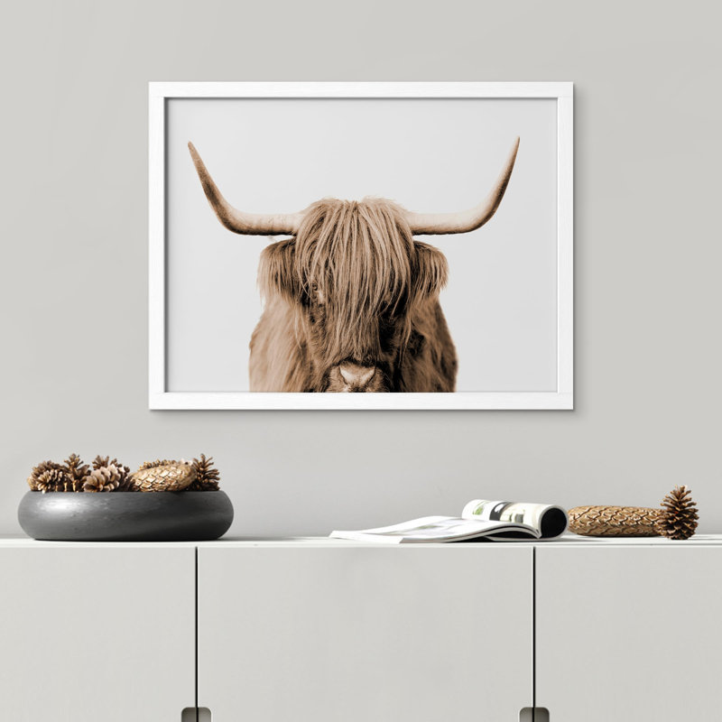 "Portrait de vache Shetland brune et blanche à deux tons" sur papier, Blanc, H 11 po x l 14 po