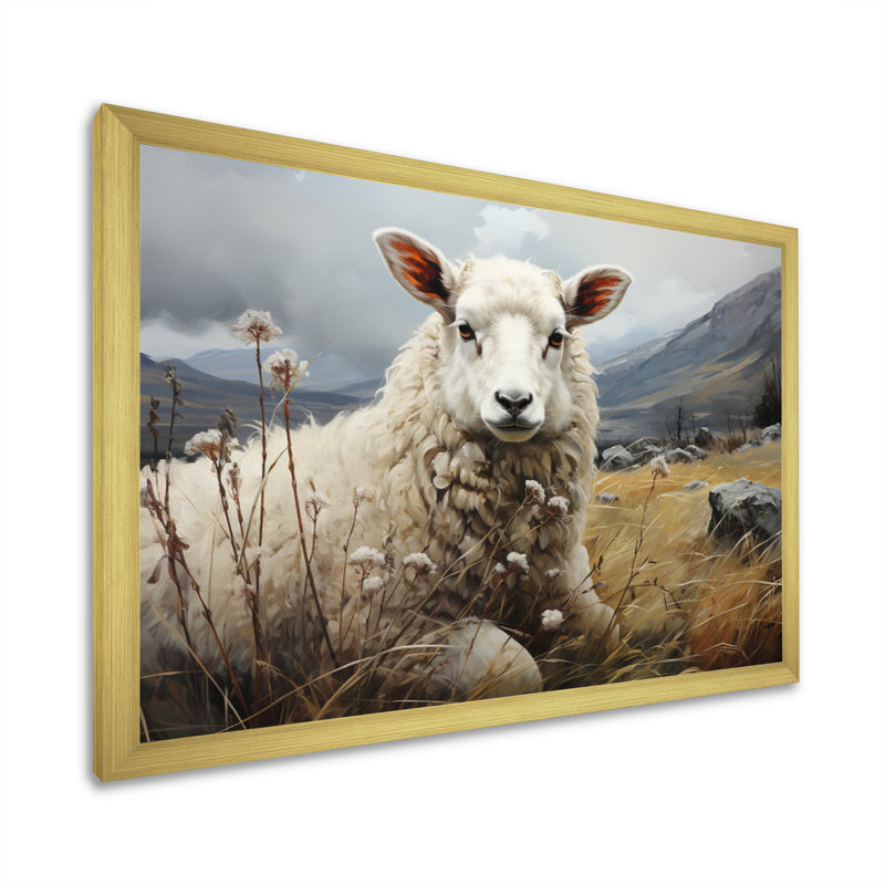 Sheep Serenade Of Silence II sur toile, H 12 po x l 20 po x P 1 po, Encadrement doré