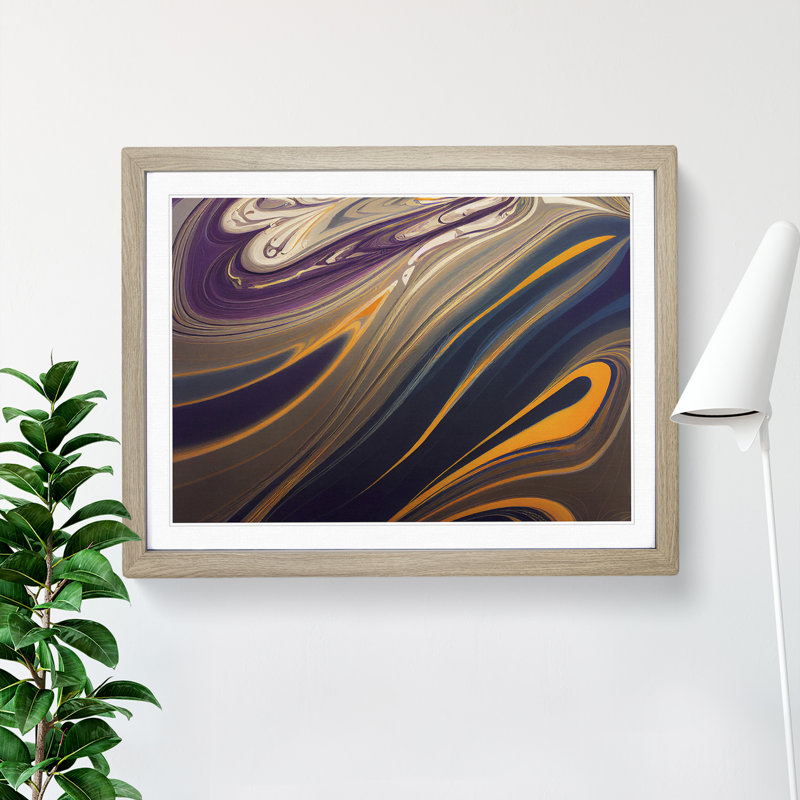 Abstract Marbling Art Vol.6 - Framed Print, 25cm H x 34cm W x 2cm D, Oak