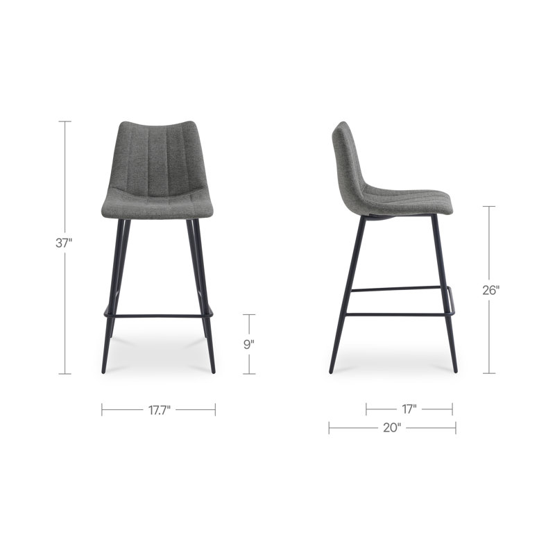 Finnigan Counter & Bar Stool, Counter Stool (26" Seat Height), Ivory/Faux Leather