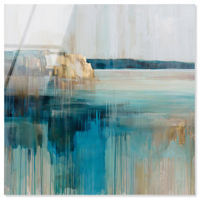 Cascade de couleurs I, reproduction d'art acrylique de la salle de bain côtière par Art Remedy, prête à être suspendue, 40 x 40
