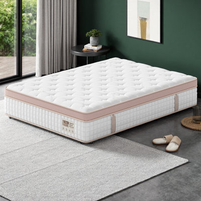 Matelas hybride ferme de 12 pouces - Mousse viscoélastique imprégnée de gel et ressorts ensachés - Soulagement de la pression, isolement des mouvements et soutien au froid