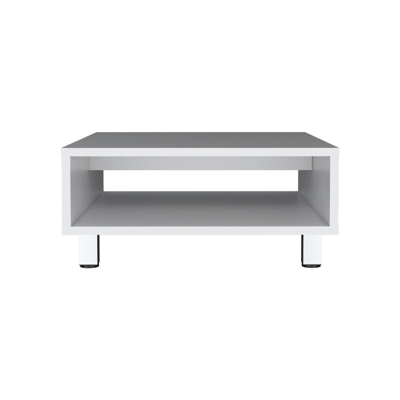 Chiniak Coffee Table, 1 shelf, 4 legs, White, Living Room, White