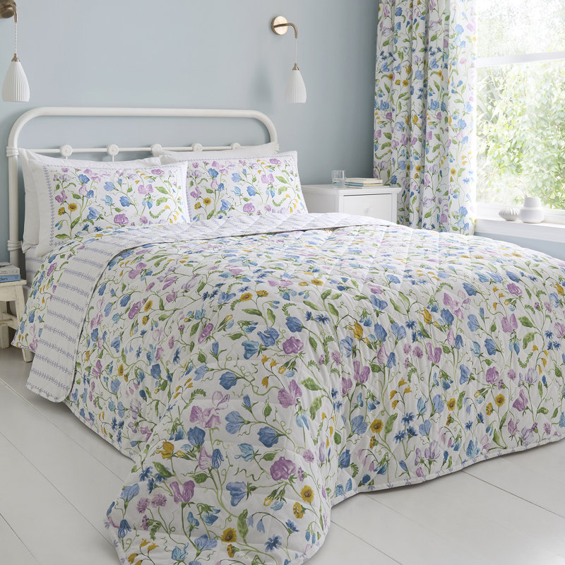 Sweetpea Floral Cotton Floral Bedspread