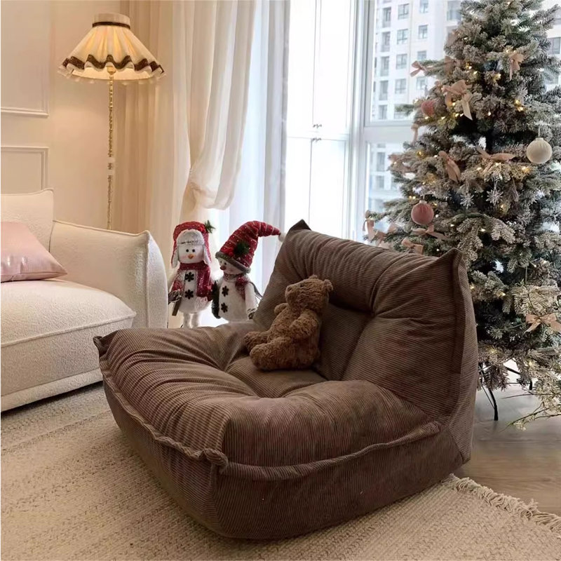 Retro Lazy Bean Bag Sofa, Brown Polyester