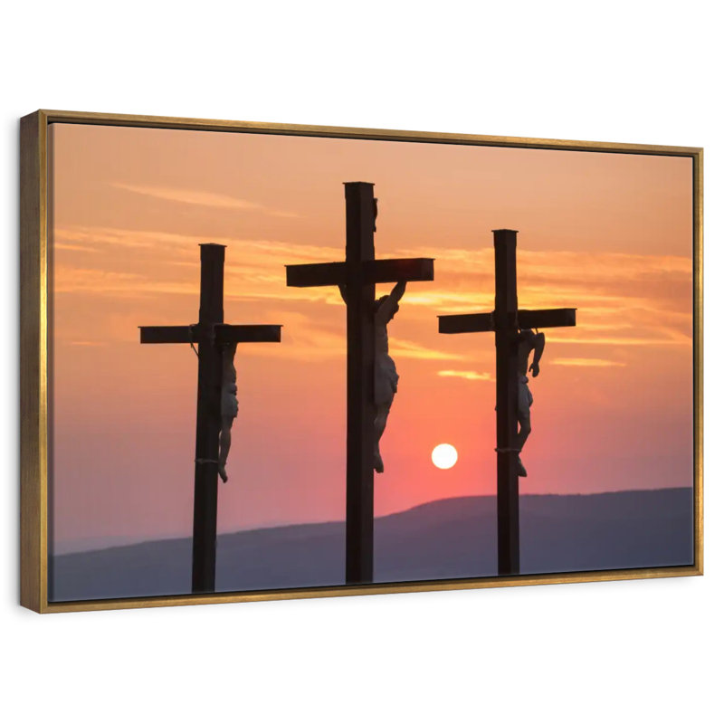 Christ crucifié, Cadre flottant doré, 13 po x 9 po