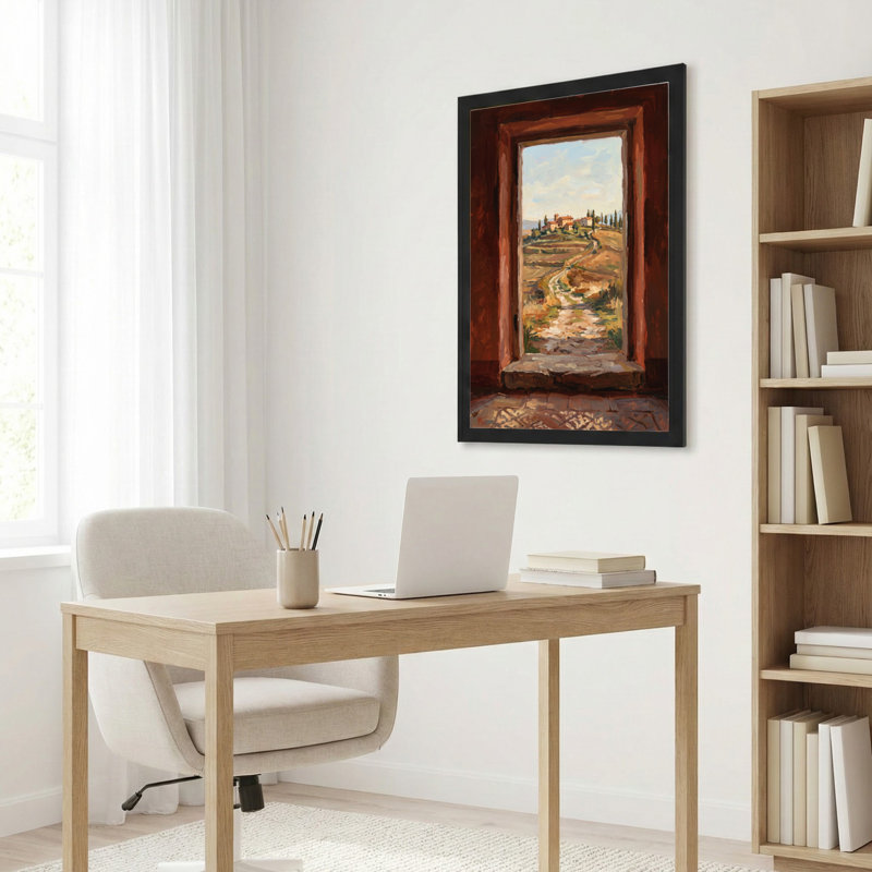 Art mural sur toile noir encadré pour le salon, la chambre à coucher, le bureau ou le vestibule - décoration murale décorative avec vue sur le paysage