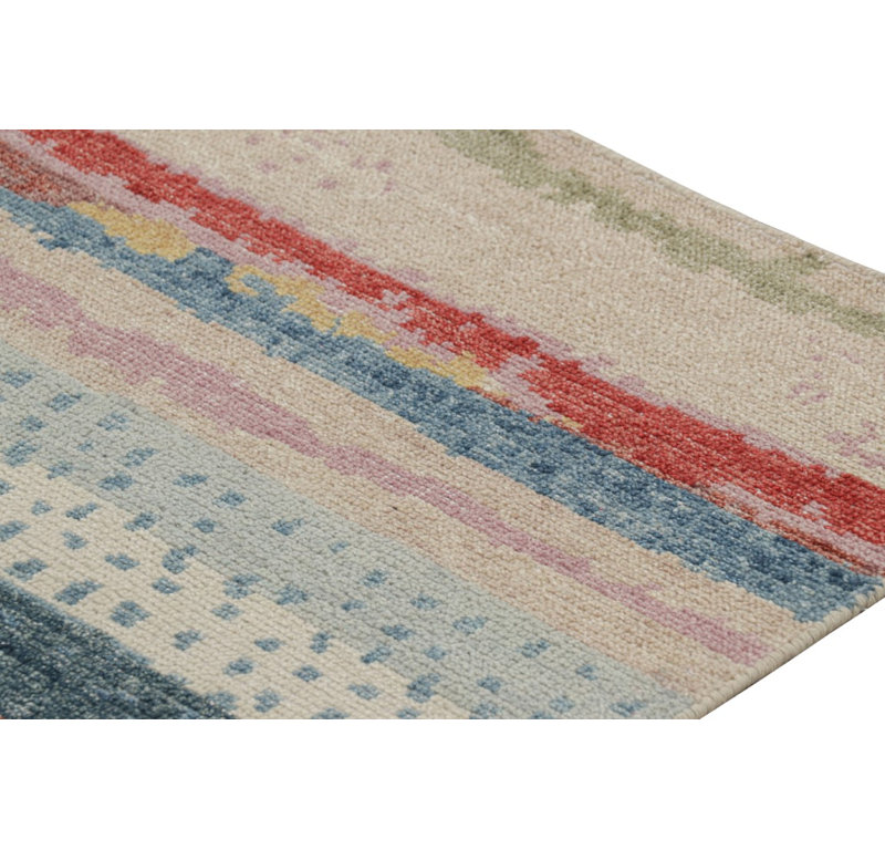 Rug & Kilim’S Distressed Contemporary Abstract Art Rug In Polychromatic Patterns, Rectangle 5' x 7'