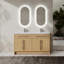 Meuble-lavabo de 60 po avec lavabo double en résine, 4 portes à fermeture douce, contreplaqué de chêne original pour un cadre élégant et confortable