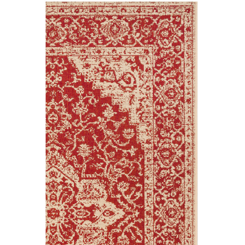 Danya Oriental Red/Cream Indoor / Outdoor Area Indoor/Outdoor Area Rug, Rectangle 2'2" x 4'