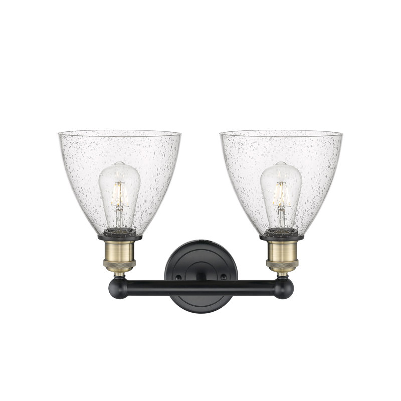 Éclairage pour meuble-lavabo en verre 2 lumières 16,5 pouces Alorah, Granuleux, Laiton antique noir