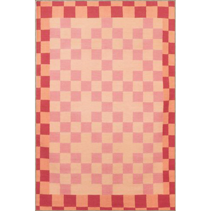 Decorative Carpet with Colorful Checkered and Pastel Painted Patterns, Rectangle 3'4" x 6'7"