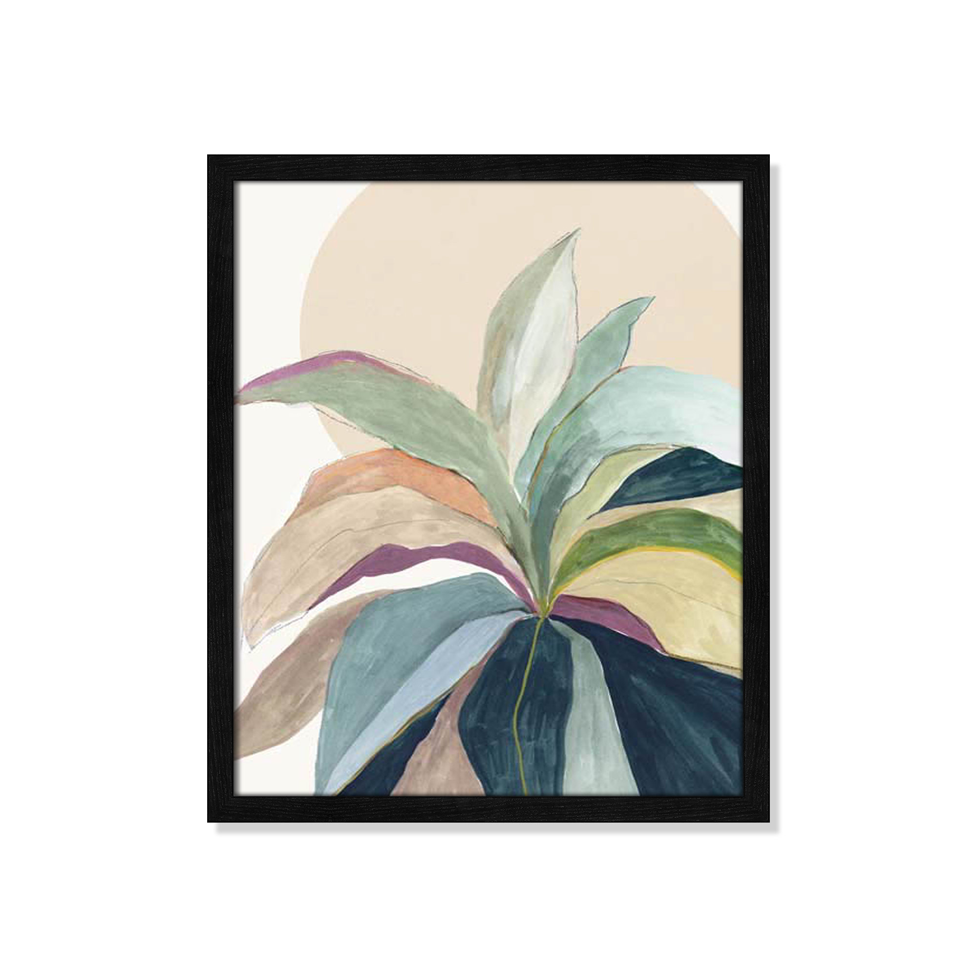 Sunny Bright Leaves II by Asia Jensen, 19" H x 16" W x 0.75" D, Black Slim Unmatted Picture Framed