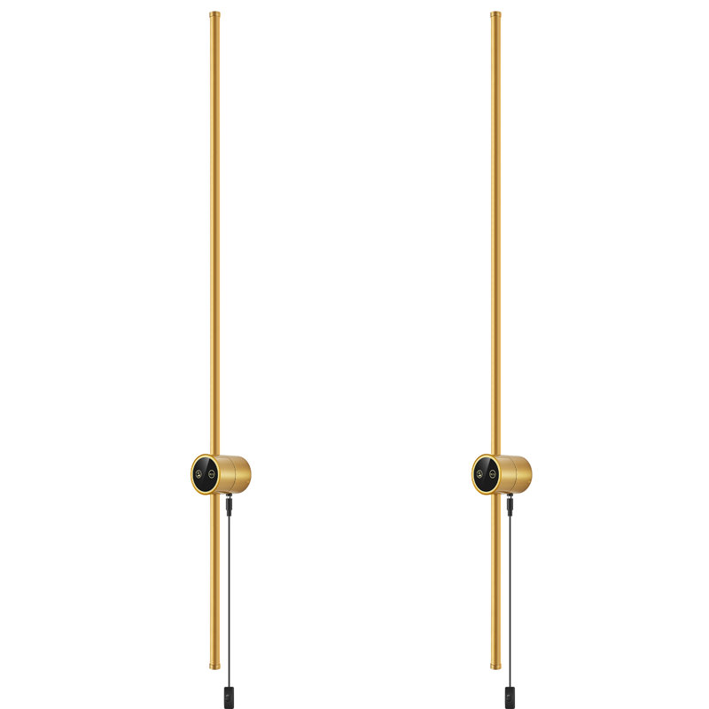 Appliques murales à DEL avec luminaires Harrower, Or, H 38,9 po x l 2,4 po x P 2,9 po