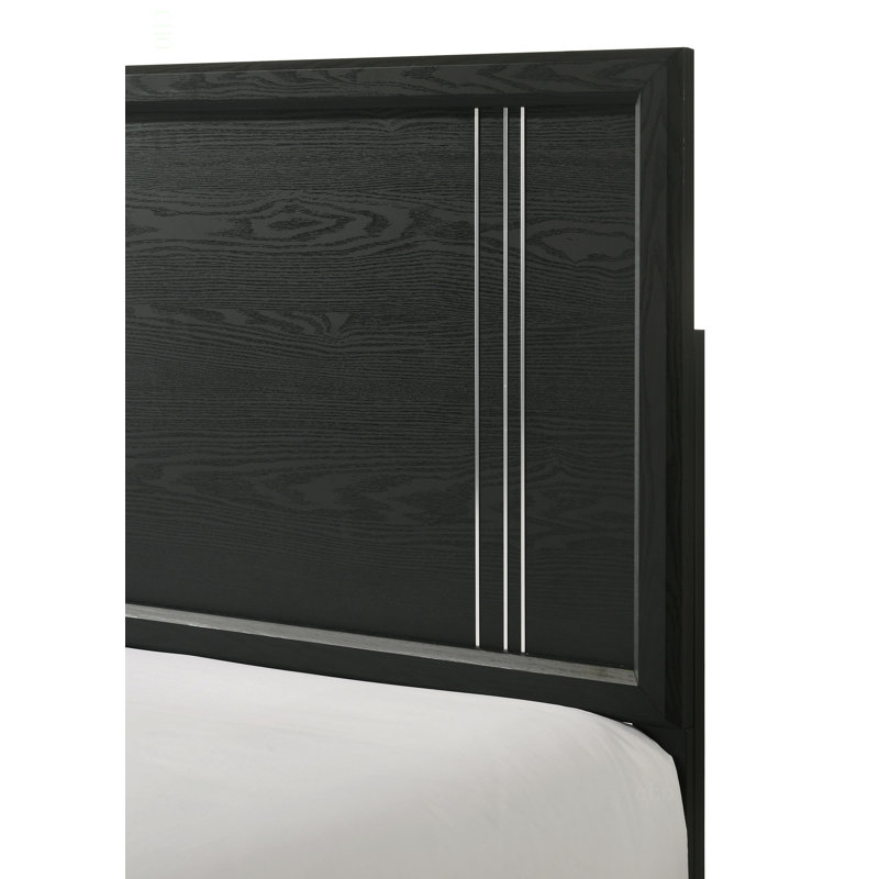 Finition de meuble-lit en bois pour lit très grand contemporain 1pc, Très grand lit, Noir, noir, noir, noir
