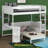 Loft Bed With Extendable Desk And Lights, Wood Loft Bed Frame With Storage Shelves & Padded Foldable Sofa-1358673883