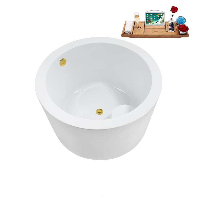 41.1'' x 41.1'' Freestanding Soaking Acrylic Bathtub, Polished Gold