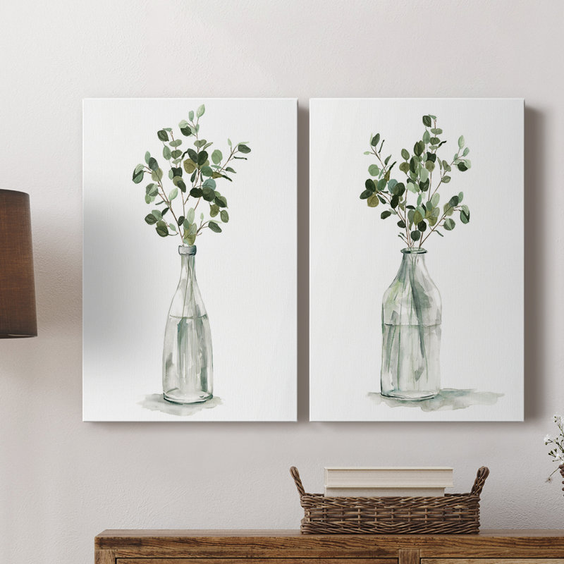 Botanical Arrangement I - Toile tendue avec châssis de qualité supérieure - Prêt à être accroché, H 48 po x l 64 po