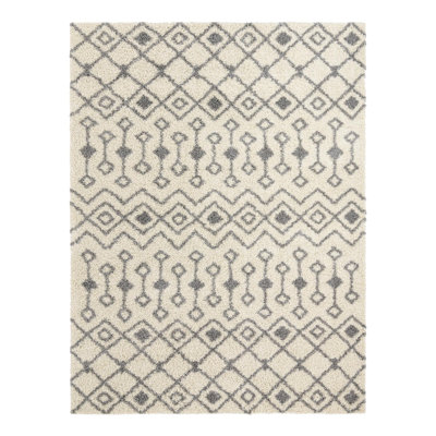 Tapis à poil long gris treillis Griego
