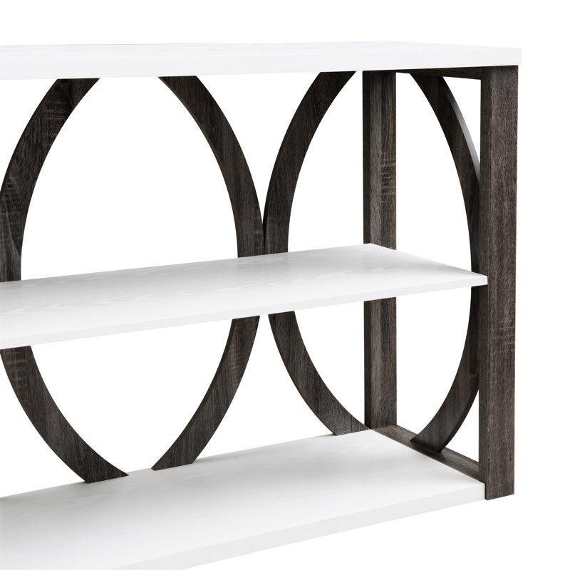 3-Tier Industrial Console Table, White, Gray