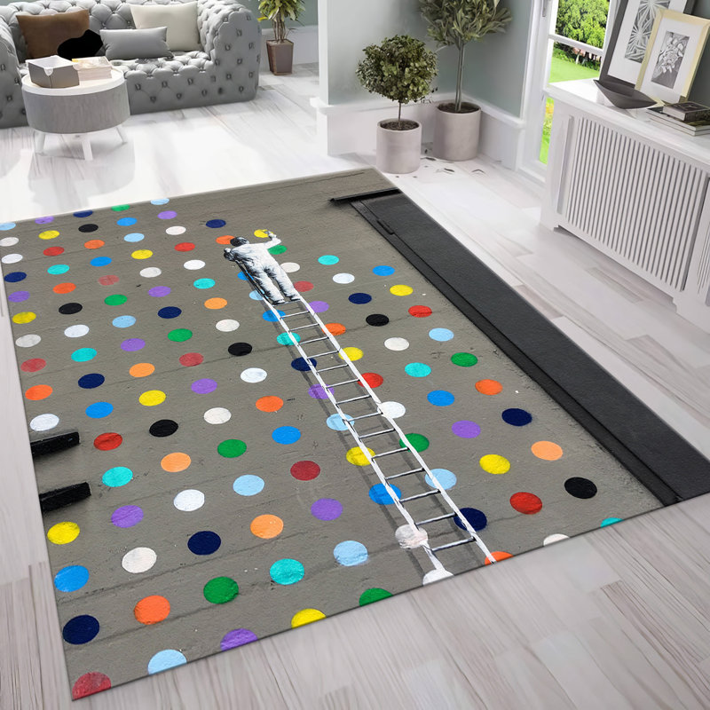Non-Woven Soft Type Printed Rug with Intricate Floral Design Ideal for Enhancing Any Indoor Living Space