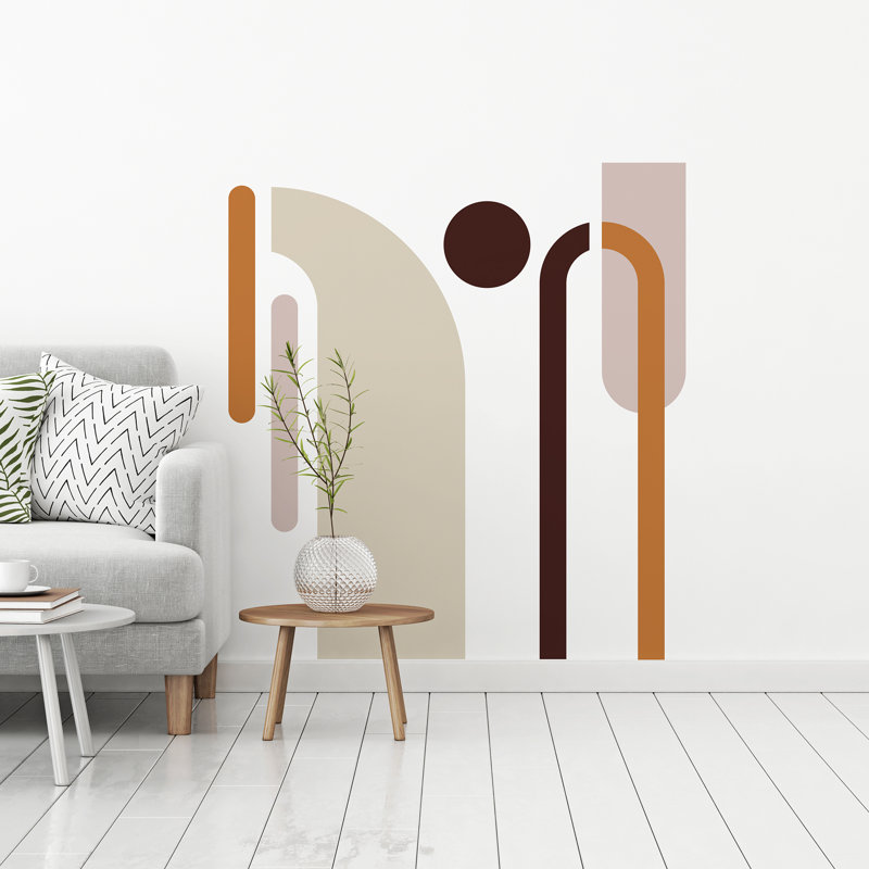 Neutral and Orange Arch Geometric Peel and Stick Wall Decals