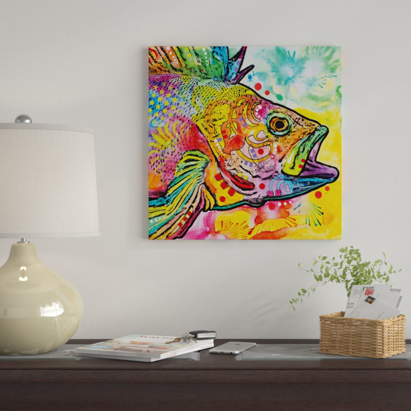 « fish », impression sur toile, H 12 po x l 12 po x P 0,75 po, Pas de tapis, Toile tendue