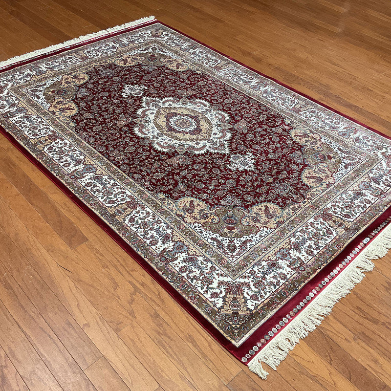 Tapis Kashimiri en soie fabriqué à la main 5 pi x 7 pi Herat ORIENTAL