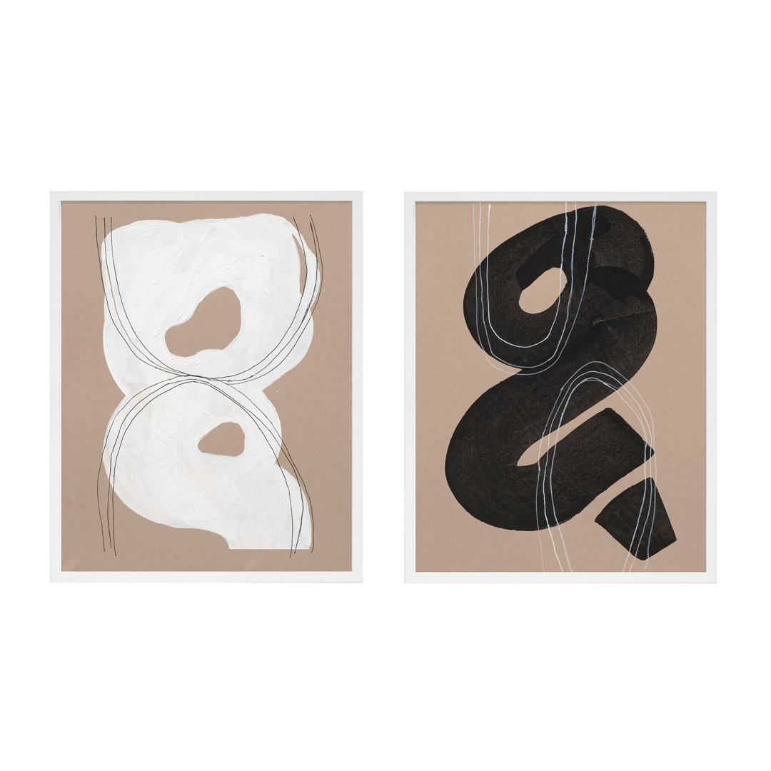 Madalynn " Free Form 5&9. Set Of 2 " by Andrea Stokes 2 - Pieces Painting Print AllModern Frame