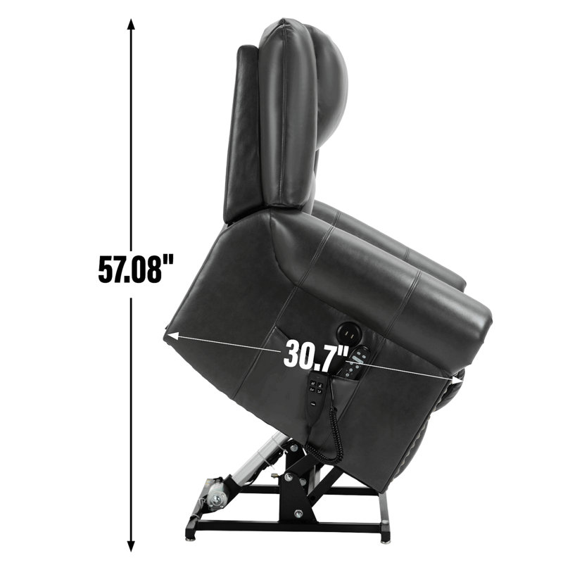 Power Lift Recliner Chair Heat Massage Dual Motor Infinite Position Up To 350 LBS, Faux Leather, Heavy Duty Motion Mechanism With USB Ports, Brown