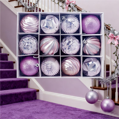 12 pièces d'arbre de Noël incassable suspendus boules ornements pendentifs décoratifs pour les fêtes de Noël Nouvel An intérieur décorations de Noël en plein air