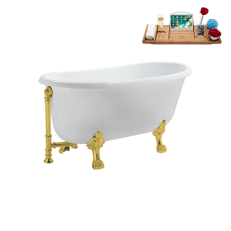57.5'' x 29.5'' Soaking Acrylic Bathtub, Polished Gold, Polished Gold