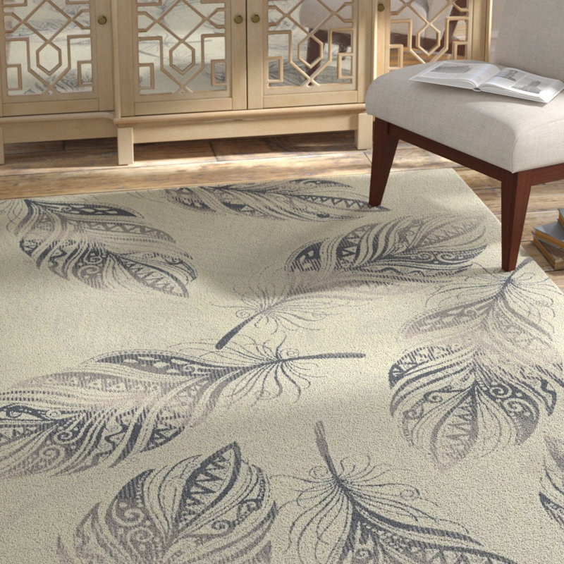 Tapis décoratif floral crème Orin, Rectangle 5 pi 3 po x 7 pi 3 po