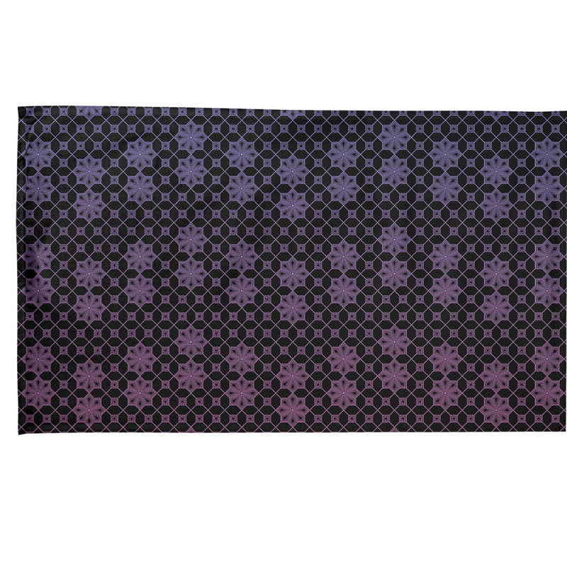 Serviette de thé à treillis, Sergé de coton, Noir / Rose