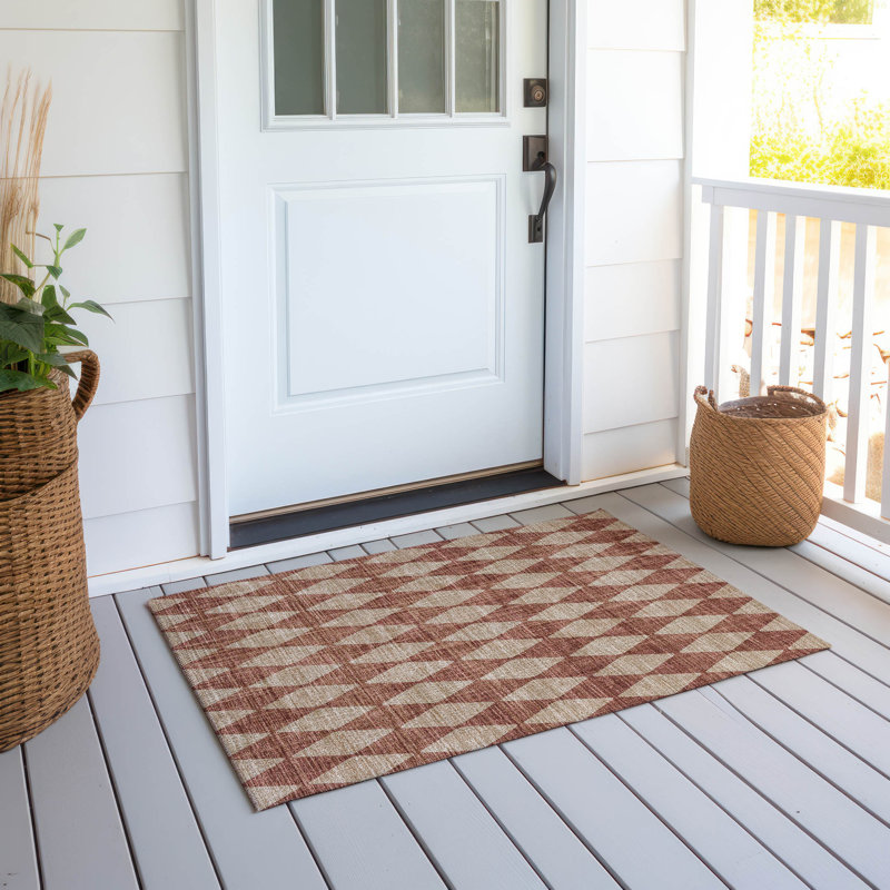 Loreen Flatweave Washable Geometric Indoor / Outdoor Rug, Rectangle 1'8" x 2'6"