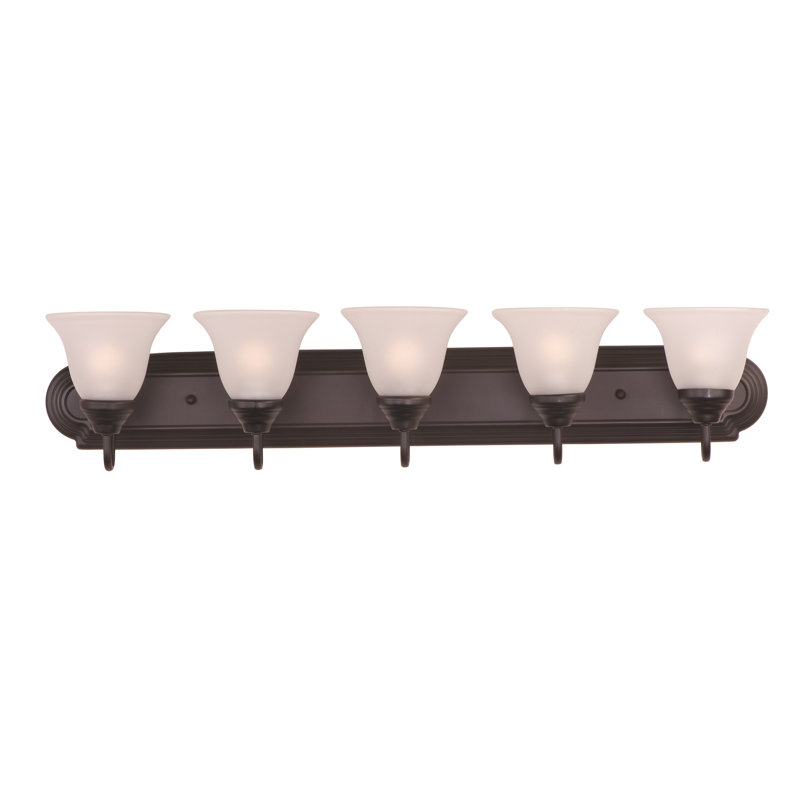 Mandu 5 - Light Dimmable Vanity Light, Frosted Glass/Oil Rubbed Bronze