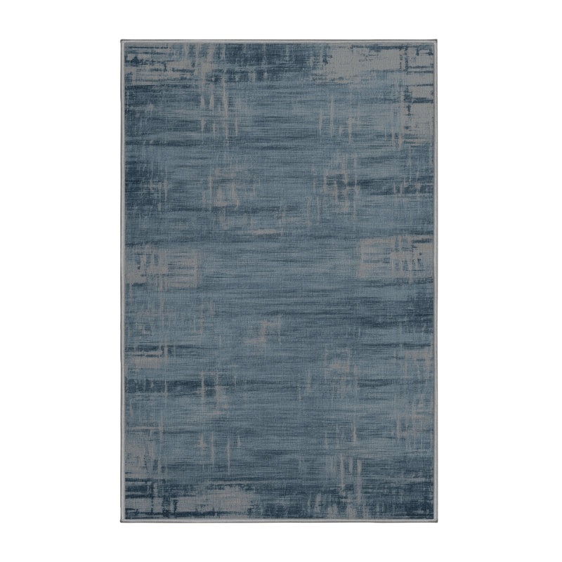 Machine Washable Abstract Gray Area Rug, Rectangle 5' x 7'