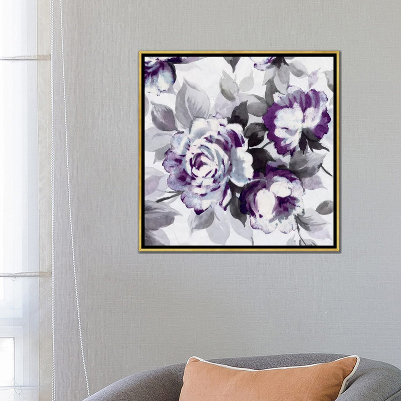 Scent of Plum Roses III, reproduction d'art, H 26 po x l 26 po x P 1,5 po, Toile encadrée d'or