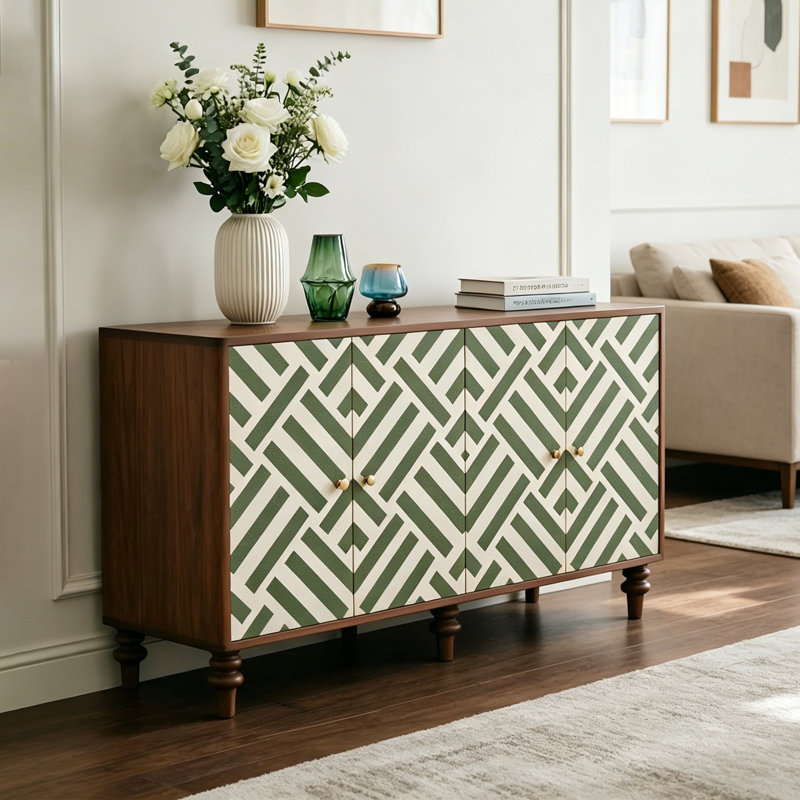 Geometric Pattern Classification Storage sideboard, 35.43" H x 59.06" W x 15.75" D