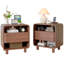 Table de chevet moderne avec rangement ouvert, ensemble de 2 tables de chevet Mid Century-396876364-396876402