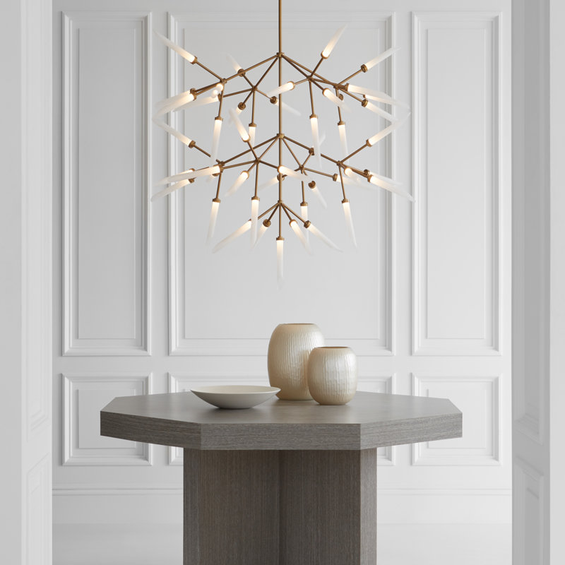 Spur LED Chandelier, Aged Brass, 3, 43.2"H x 41.1"W x 41.1"D